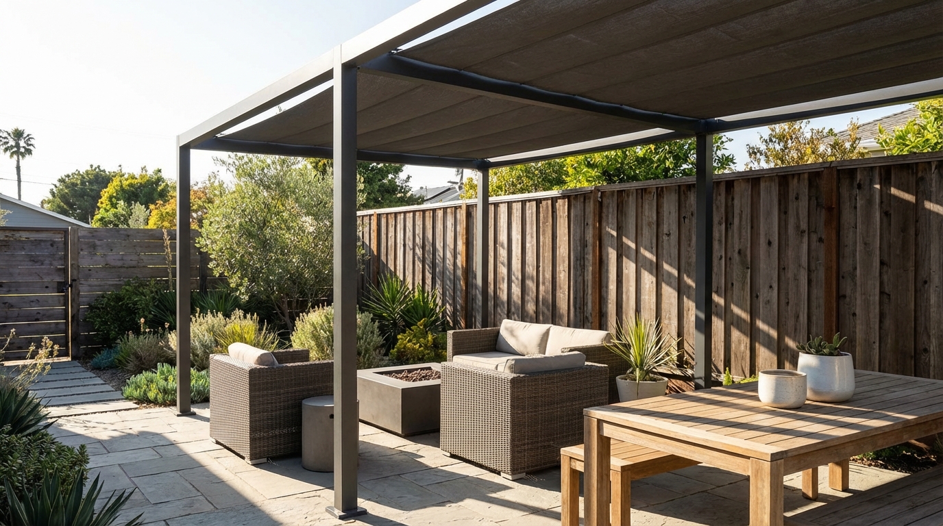 Pérgula em aço com design contemporâneo